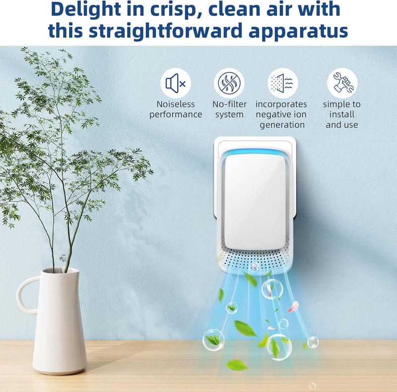 Kqiang Plug in Air Purifier: 2025 NEW Ionic Air Purifiers Ionizers for Home,Quiet Filterless,Negative Ion Generator for Bedroom Office Bathroom Basement,Air Freshener for Pet Odors, Dust,Smoke - Air Cleaner - Image 3